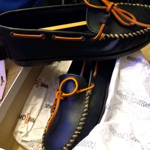 Minnetonka Mens Moccasin Blk Size 10.5